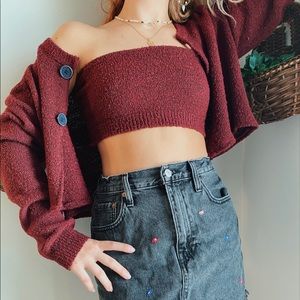 Tube top/ cardigan set